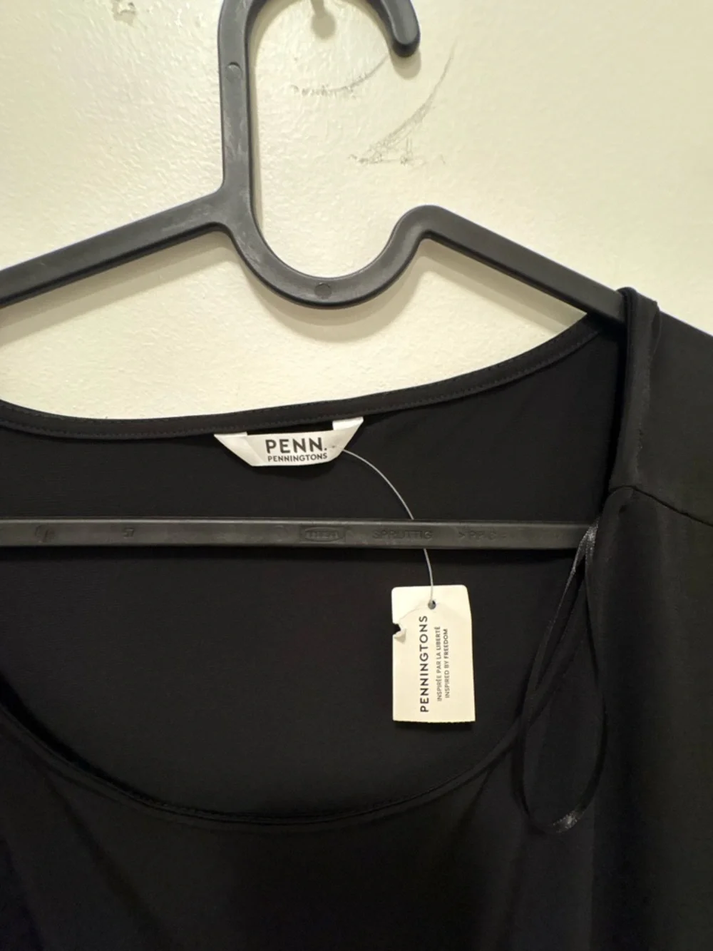 Penningtons Black Midi Dress Short Sleeve Elastic Waist Minimalist NWT - Picture 4 of 8